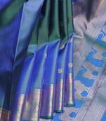 Peacock blue  kanjivaram pure zari silk saree