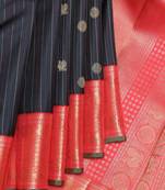 Black and pinkish red pure zari silk saree