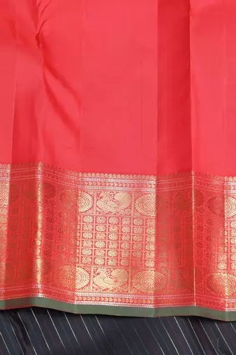 Black and pinkish red pure zari silk saree