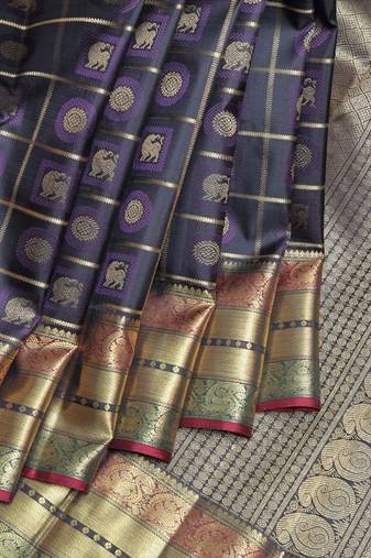 Black kanjivaram pure zari silk saree
