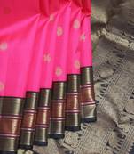 Pink and black pure zari silk saree