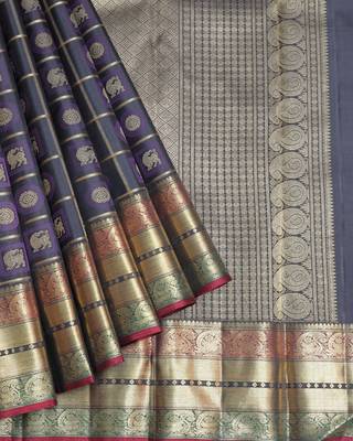 Black kanjivaram pure zari silk saree 2