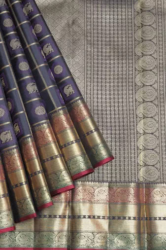 Black kanjivaram pure zari silk saree