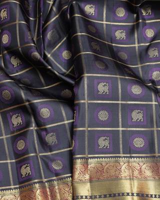 Black kanjivaram pure zari silk saree 3