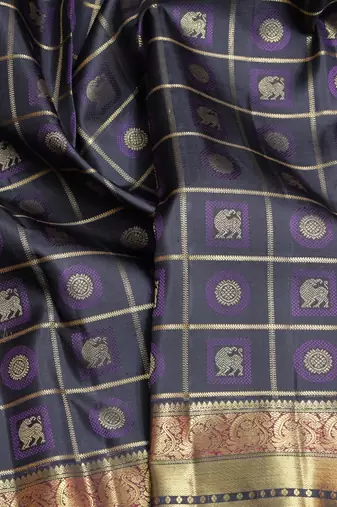 Black kanjivaram pure zari silk saree