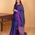 Royal blue and violet zari striped pure kanchi silk saree