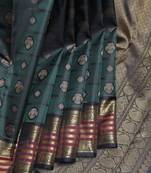 Green and black  kanjivaram pure zari silk saree