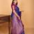 Royal blue and violet zari striped pure kanchi silk saree