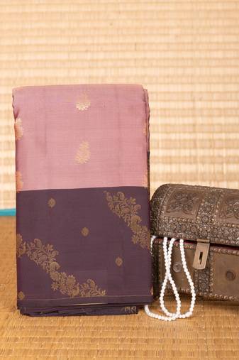 Rosewood pink and midnight purple designer pure touch silk saree