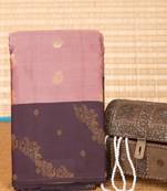 Rosewood pink and midnight purple designer pure touch silk saree