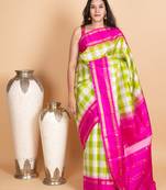 Lime green and deep pink kanjivaram pattu saree