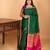 Bottle green and rani pink partly pleats pure kanjivaram silk saree