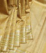 Yellow cream  kanjivaram pure zari silk saree