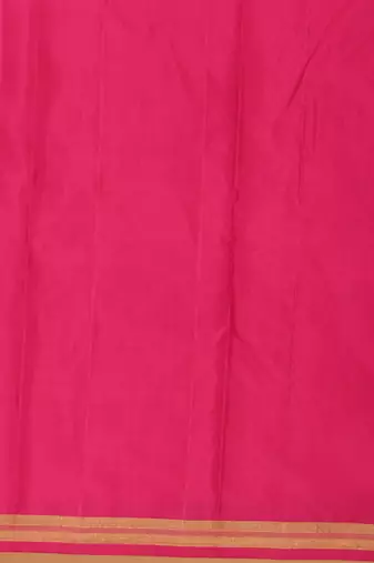 Bottle green and rani pink partly pleats pure kanjivaram silk saree