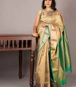 Pastel sage green silk saree