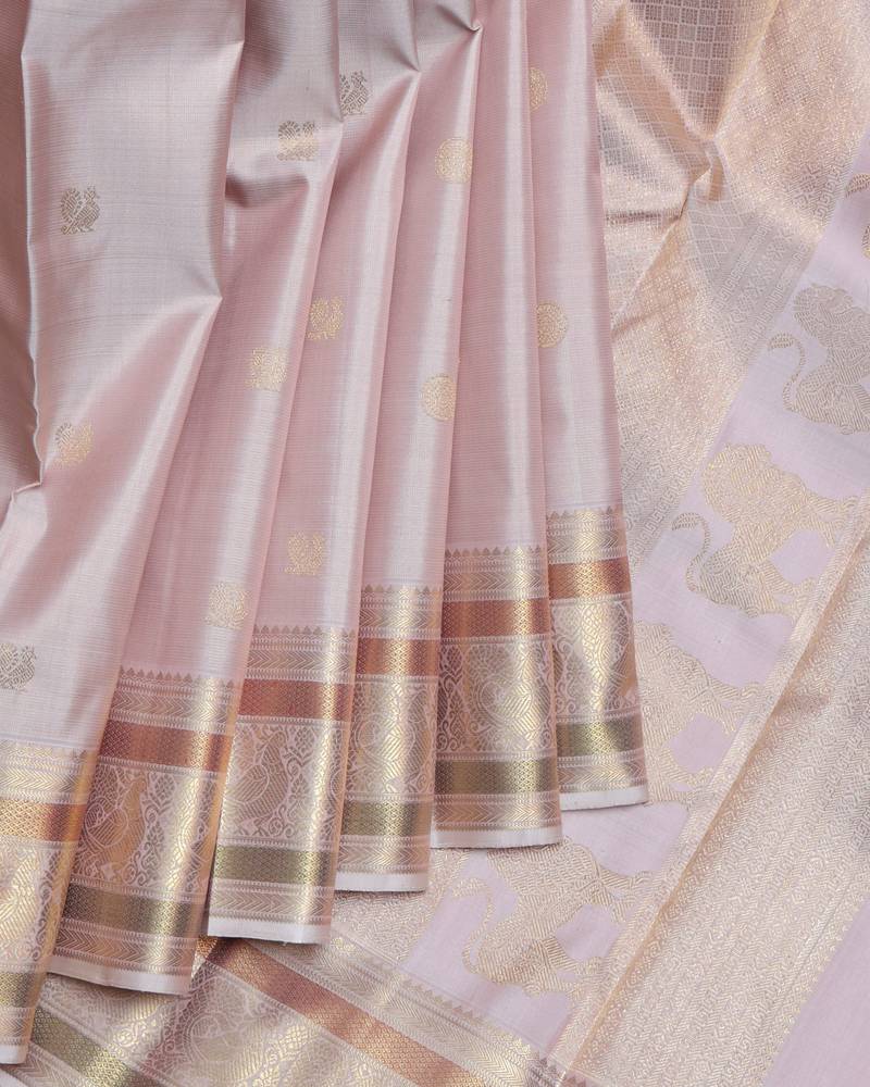 Shampoo pink  kanjivaram pure zari silk saree