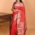 Dual tone pinkish red vaira oosi pure kanjivaram silk saree
