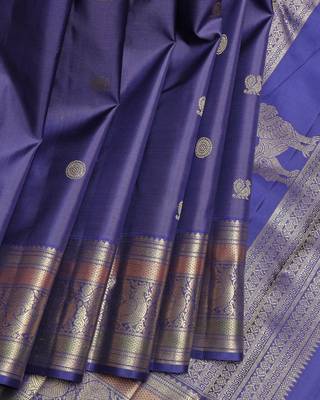 Royal blue pure zari silk saree 1