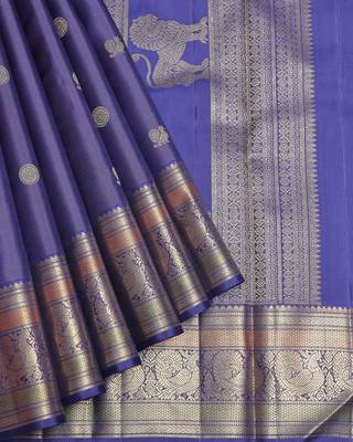 Royal blue pure zari silk saree 2