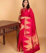 Amaranth pink temple border pure kanchi silk saree
