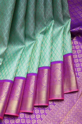 Aqua green silk saree