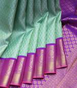 Aqua green silk saree