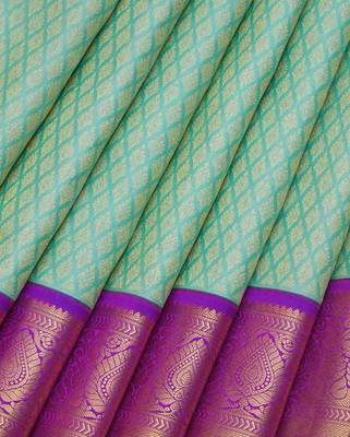 Aqua green silk saree 2