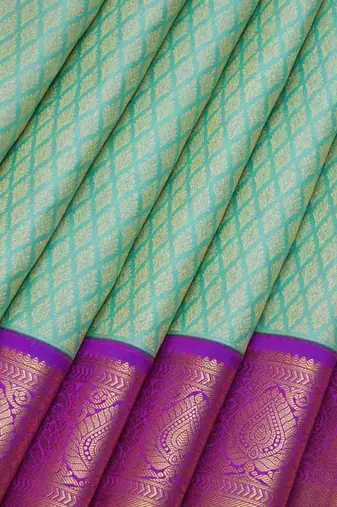 Aqua green silk saree
