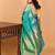 Dual tone blue temple border pure kanchi silk saree