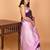 Eggplant purple and lilac lavender big borde pure kanchi silk saree