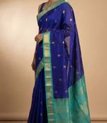 Royal blue and turquoise blue kanchi silk cotton saree