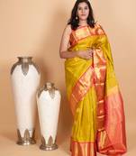 Lime green korvai pure silk saree