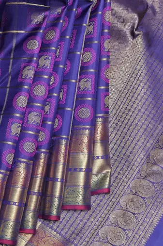 Bright blue pure zari silk saree