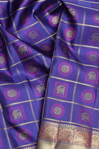 Bright blue pure zari silk saree
