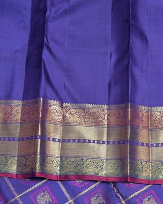 Bright blue pure zari silk saree 4