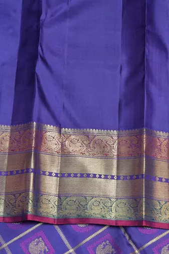 Bright blue pure zari silk saree