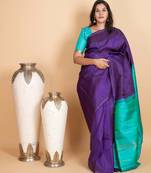 Berry blue and turquoise blue pure kanjivaram silk saree