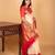 Cream white and bright red butta pure kanchi silk saree