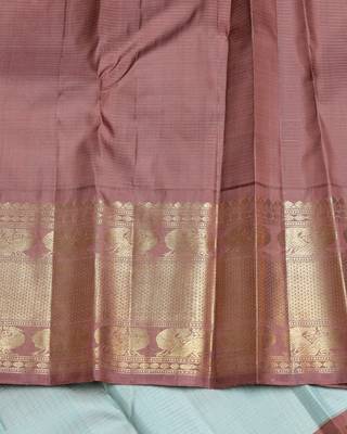 Ice blue and chocolate pure zari silk saree 4