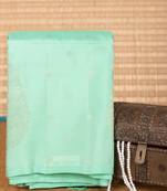 Mint green borderless pure touch silk saree