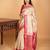 Bone white and rani pink small border pure kanjivaram silk saree