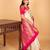 Bone white and rani pink small border pure kanjivaram silk saree