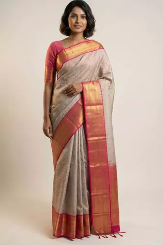 Dusky rose and rani pink kanchi soft silk saree