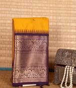 Yellow and purple semi silk saree