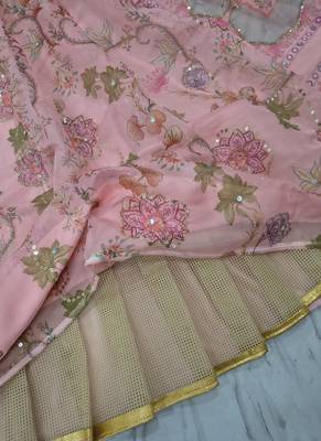 Pink Floral Embroidered Net Lehenga 5