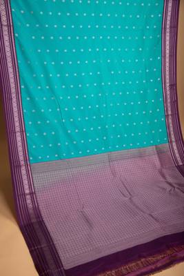 Rama blue and purple korvai semi silk saree 3