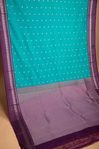 Rama blue and purple korvai semi silk saree with blouse