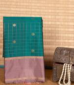 Teal green and mauve semi silk saree