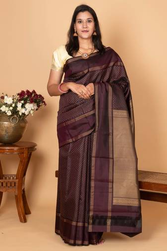 Rasin purple pure kanjivaram silk saree