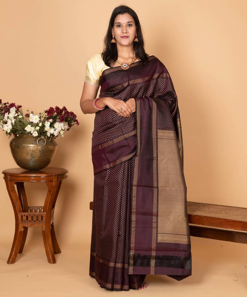 Rasin purple pure kanjivaram silk saree